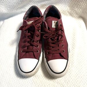 Converse Maroon All Star Canvas Sneakers Flannel Lined Size 7